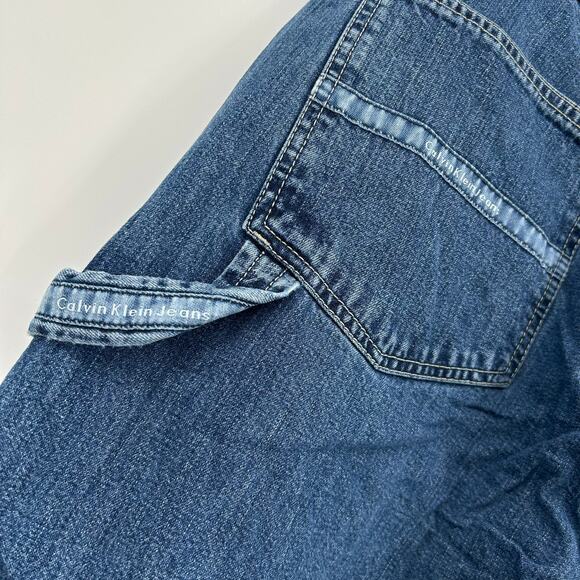 VTG 90s y2k Men's Calvin Klein Carpenter Double Stone Wash Blue Denim Jeans 34 - Picture 9 of 10